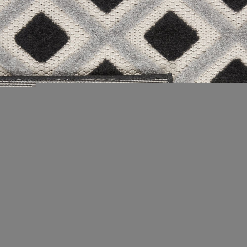12' Black And White Indoor Outdoor Runner Rug
