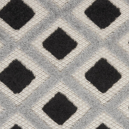 8' Black And White Indoor Outdoor Runner Rug