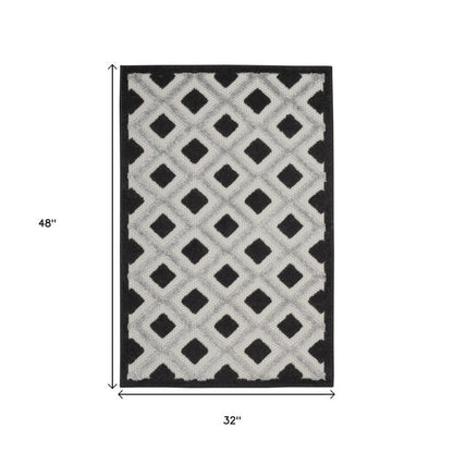 3' X 4' Black And White Indoor Outdoor Area Rug