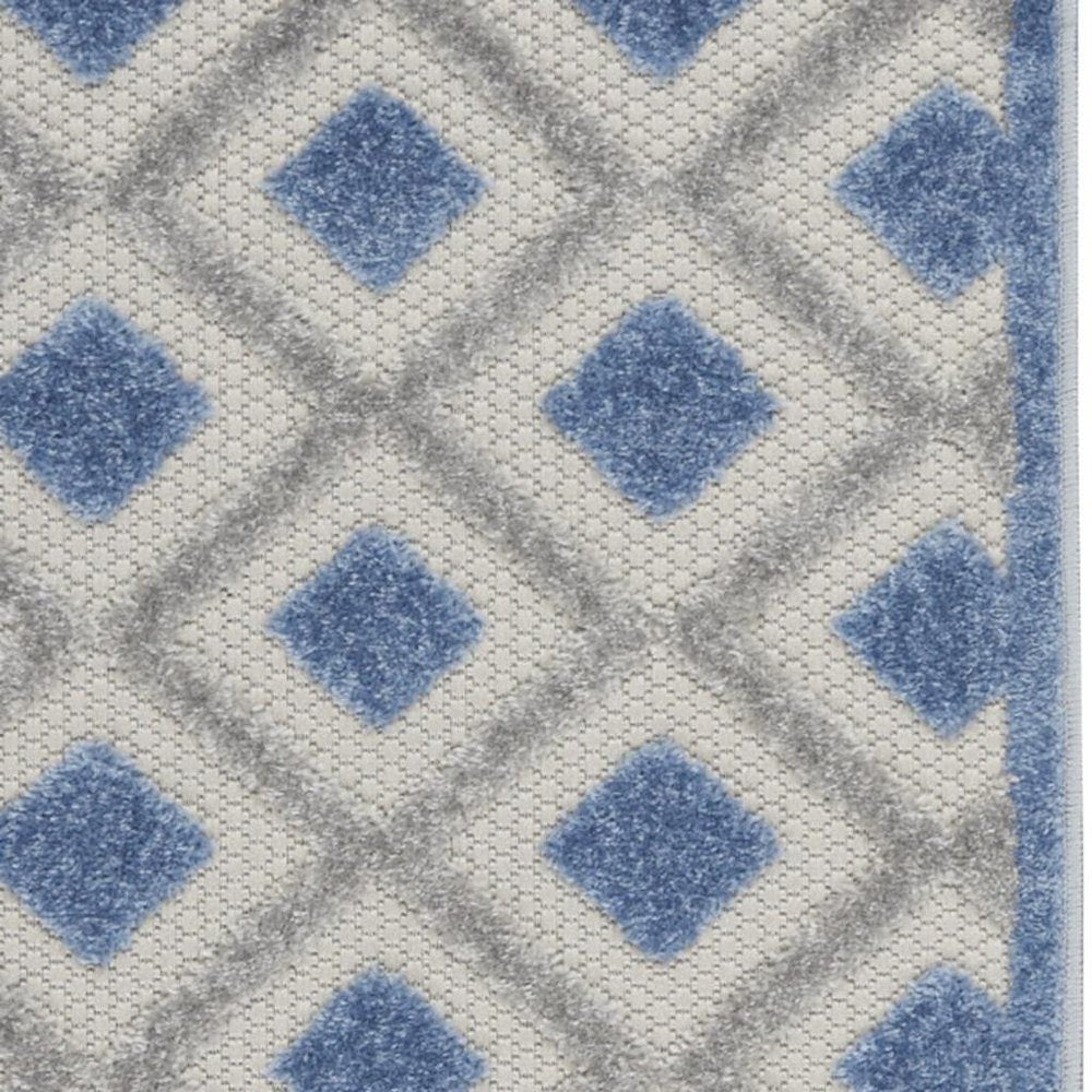 6' Blue And Gray Indoor Outdoor Runner Rug
