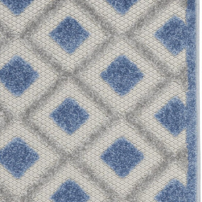 6' Blue And Gray Indoor Outdoor Runner Rug