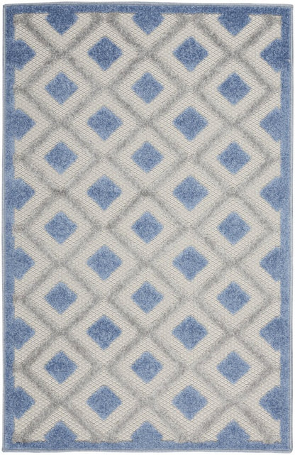 3' X 4' Blue And Gray Indoor Outdoor Area Rug