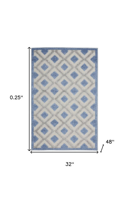3' X 4' Blue And Gray Indoor Outdoor Area Rug
