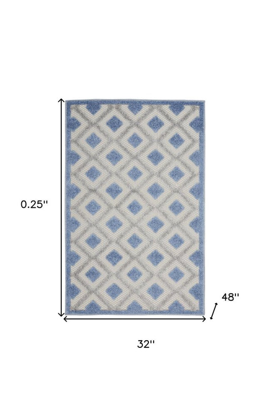 3' X 4' Blue And Gray Indoor Outdoor Area Rug