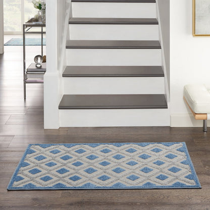 3' X 4' Blue And Gray Indoor Outdoor Area Rug