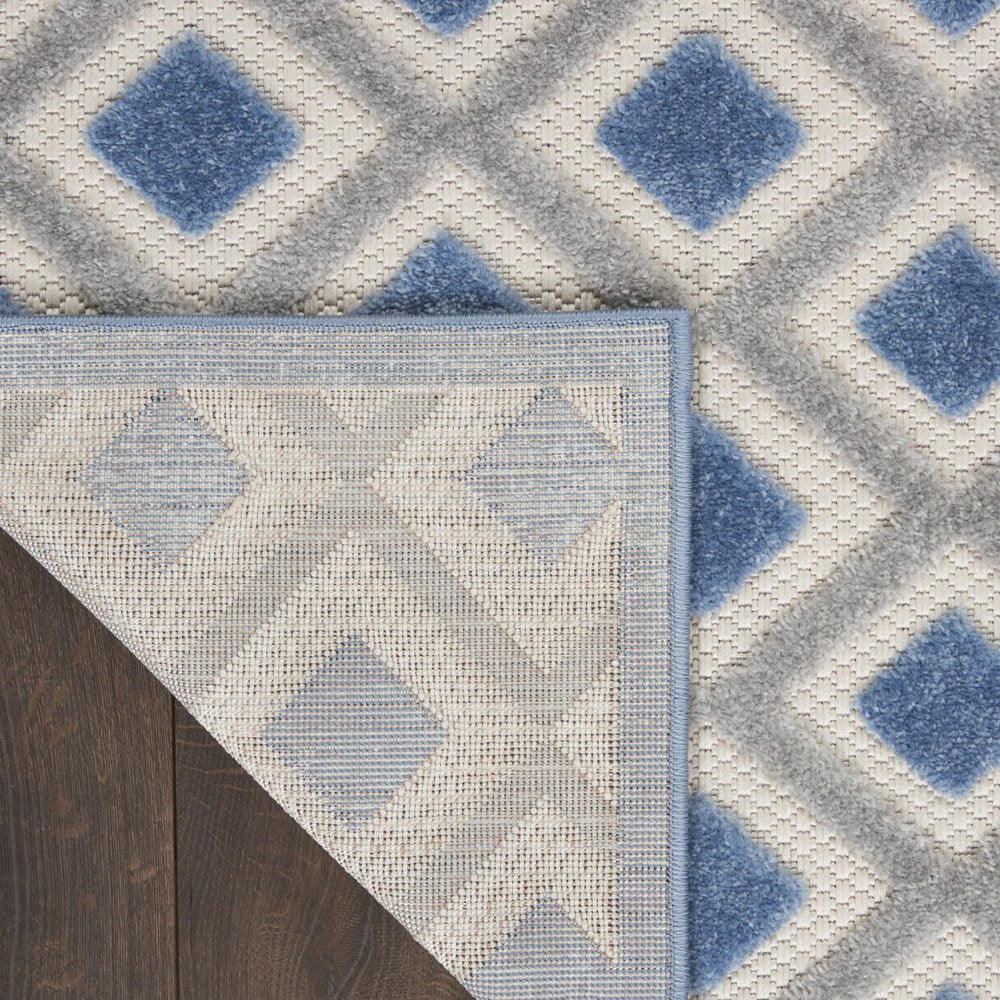 9' X 12' Blue And Gray Indoor Outdoor Area Rug