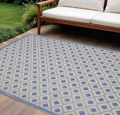 9' X 12' Blue And Gray Indoor Outdoor Area Rug
