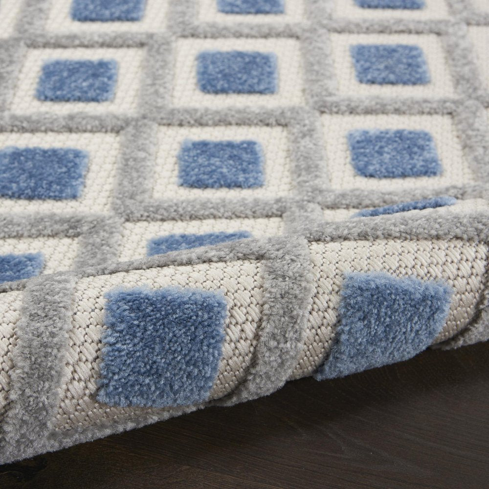 9' X 12' Blue And Gray Indoor Outdoor Area Rug