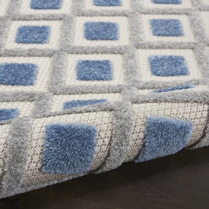9' X 12' Blue And Gray Indoor Outdoor Area Rug