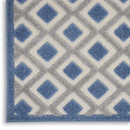 9' X 12' Blue And Gray Indoor Outdoor Area Rug