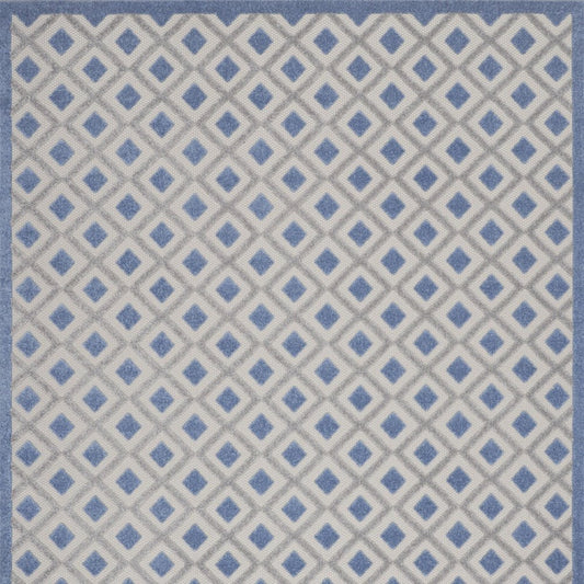 9' X 12' Blue And Gray Indoor Outdoor Area Rug