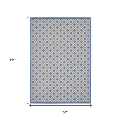 9' X 12' Blue And Gray Indoor Outdoor Area Rug
