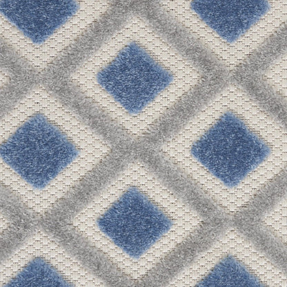 10' X 13' Blue And Gray Indoor Outdoor Area Rug