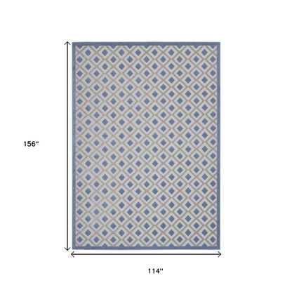 10' X 13' Blue And Gray Indoor Outdoor Area Rug