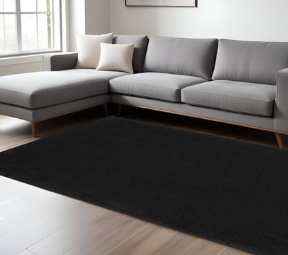 6' X 9' Black Stain Resistant Indoor Outdoor Area Rug
