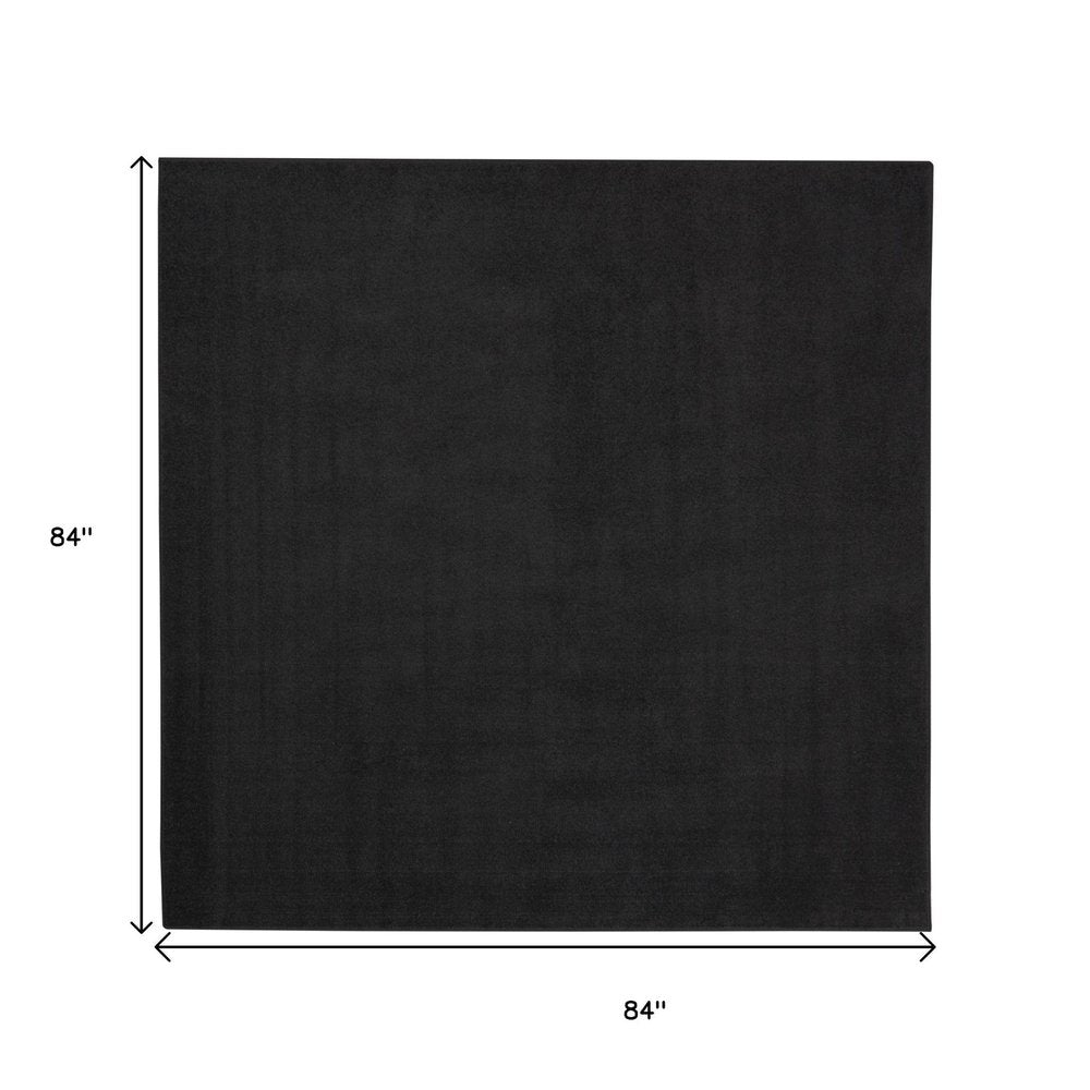 7' Black Square Indoor Outdoor Area Rug