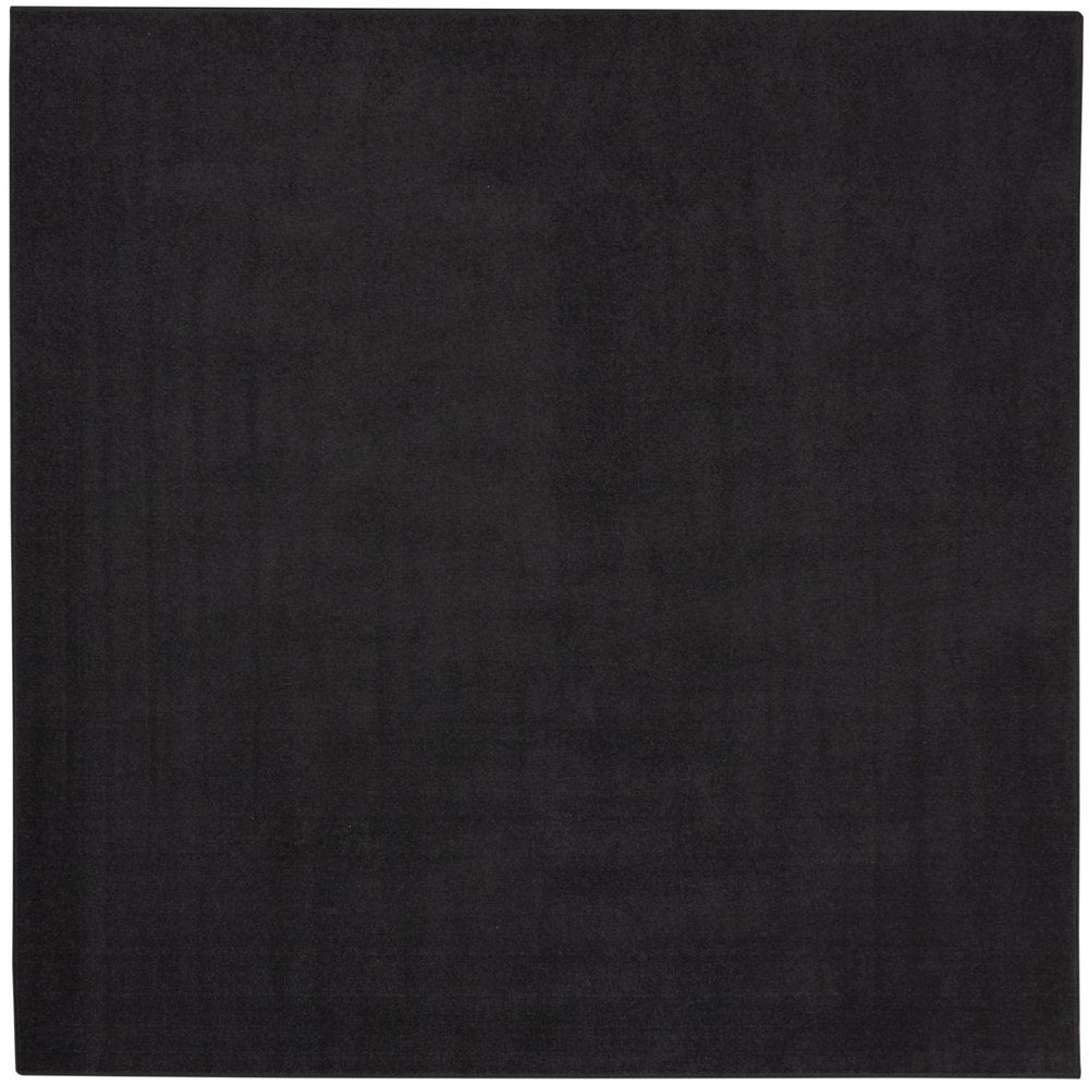 7' Black Square Indoor Outdoor Area Rug