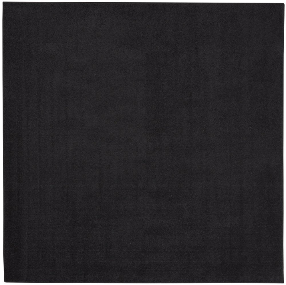 7' Black Square Indoor Outdoor Area Rug