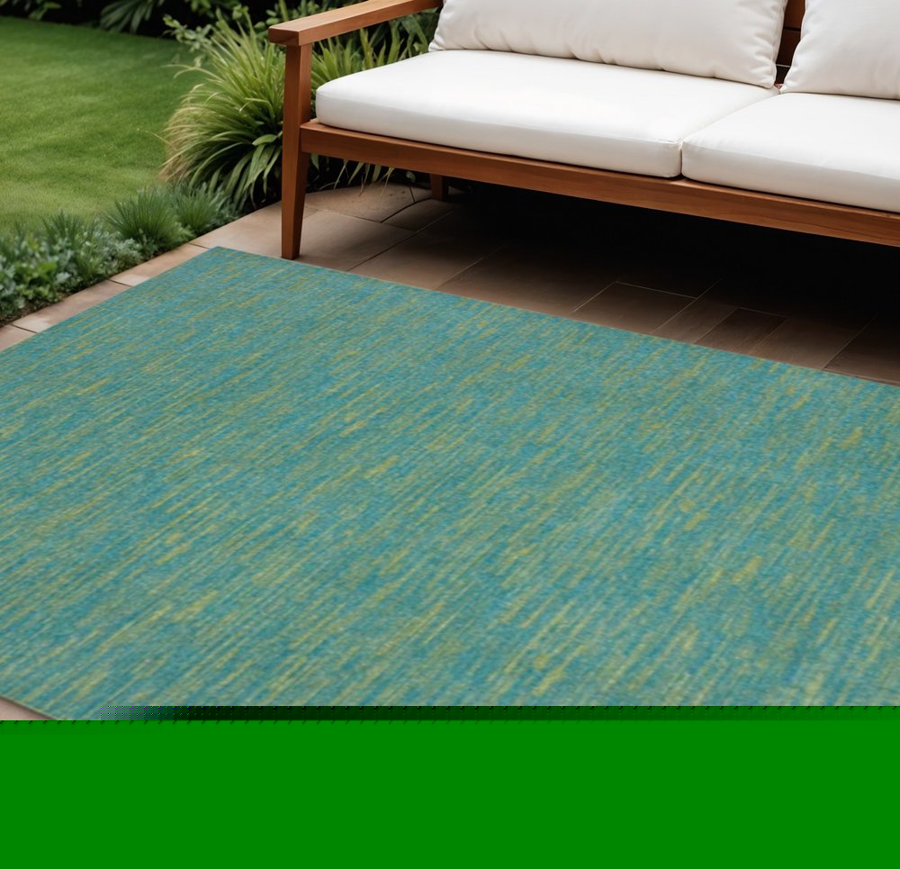 10' X 14' Blue And Green Indoor Outdoor Area Rug
