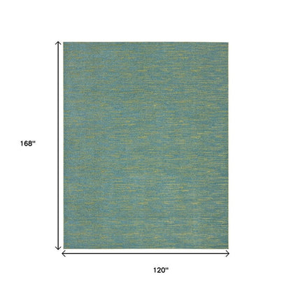 10' X 14' Blue And Green Indoor Outdoor Area Rug