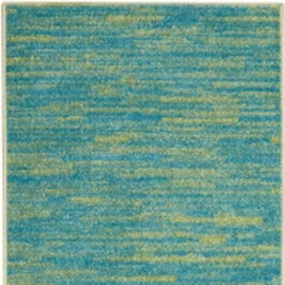 6' Blue And Green Indoor Outdoor Runner Rug