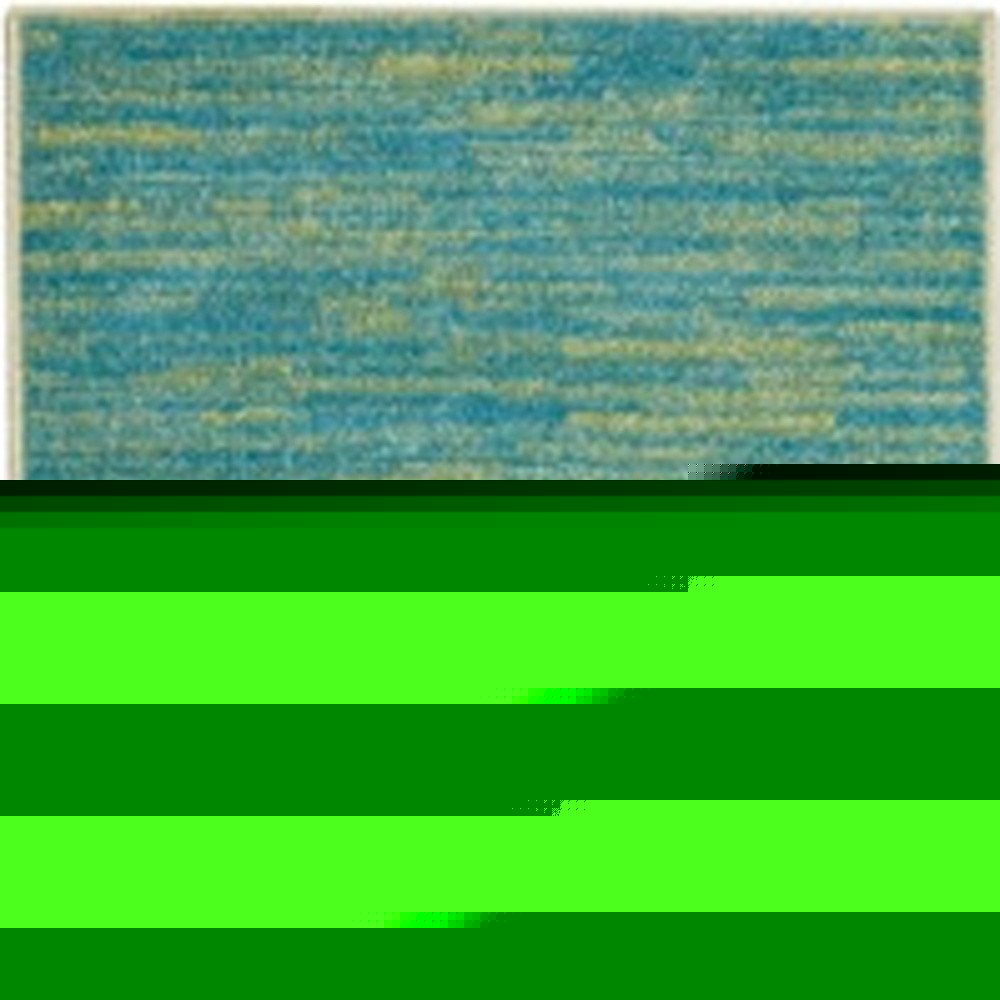 6' Blue And Green Indoor Outdoor Runner Rug