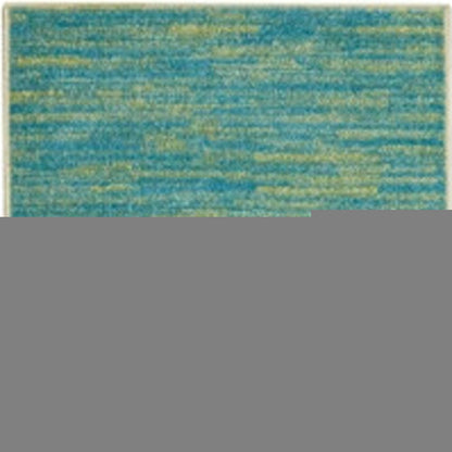 6' Blue And Green Indoor Outdoor Runner Rug
