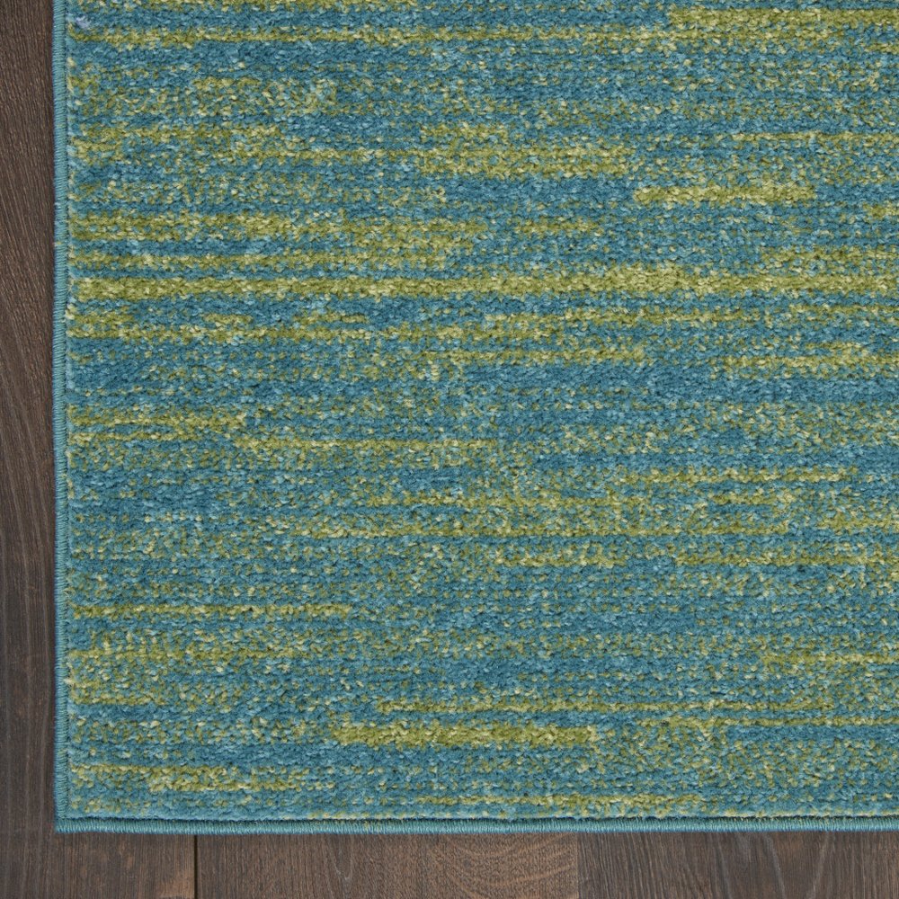 10' Blue And Green Indoor Outdoor Runner Rug