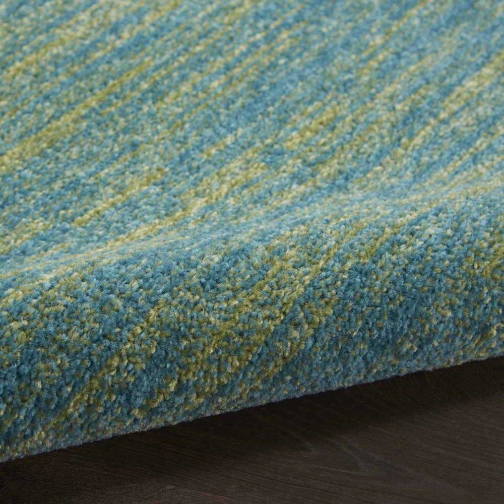 10' Blue And Green Indoor Outdoor Runner Rug