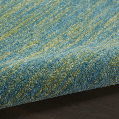 10' Blue And Green Indoor Outdoor Runner Rug