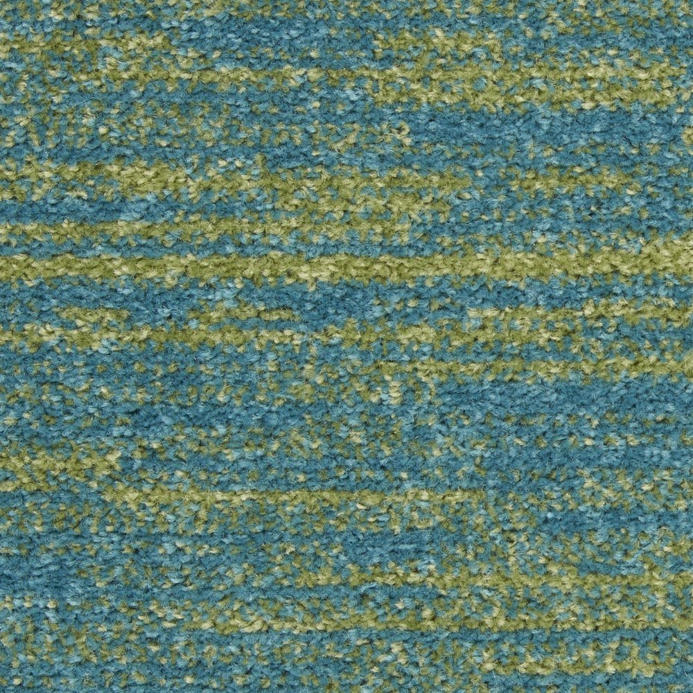 10' Blue And Green Indoor Outdoor Runner Rug