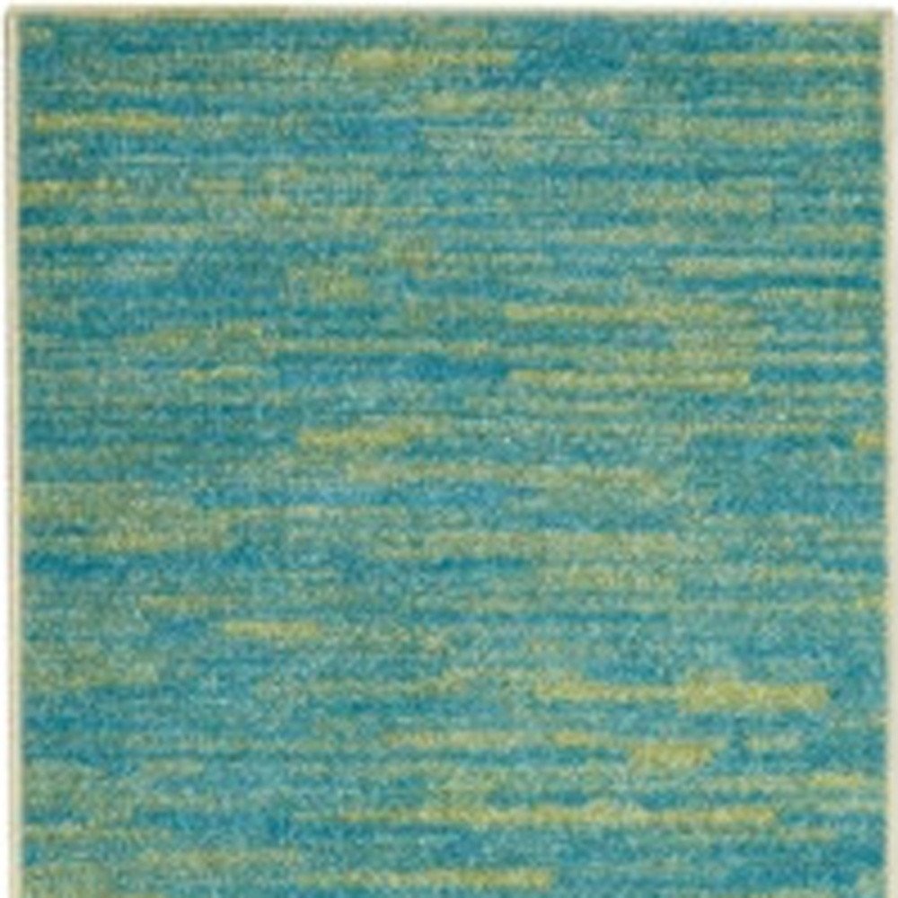 10' Blue And Green Indoor Outdoor Runner Rug