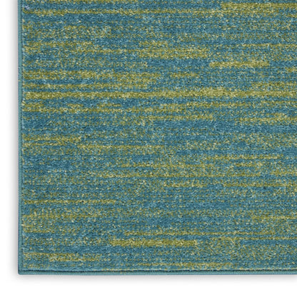10' Blue And Green Indoor Outdoor Runner Rug