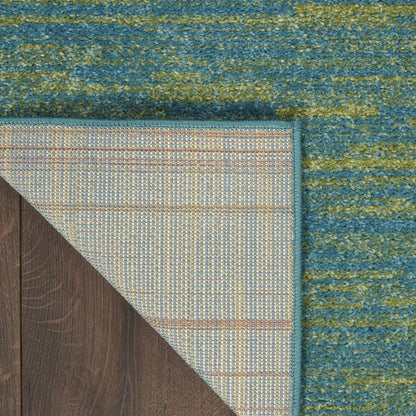 10' Blue And Green Indoor Outdoor Runner Rug