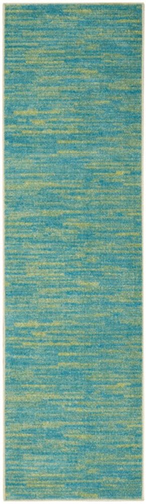8' Blue And Green Indoor Outdoor Runner Rug