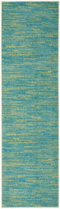 8' Blue And Green Indoor Outdoor Runner Rug