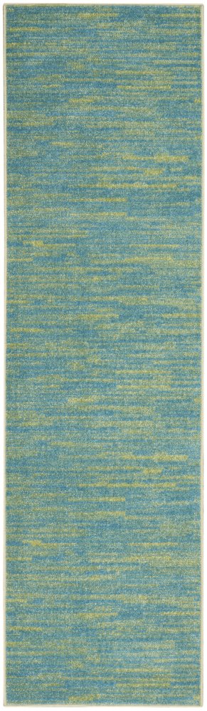 8' Blue And Green Indoor Outdoor Runner Rug