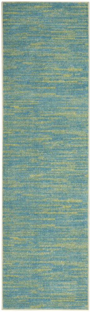 8' Blue And Green Indoor Outdoor Runner Rug