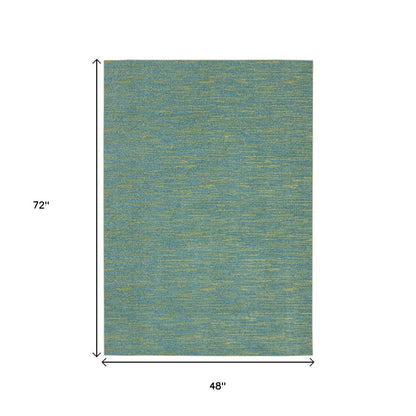 4' X 6' Blue And Green Indoor Outdoor Area Rug