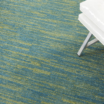 5' X 7' Blue And Green Indoor Outdoor Area Rug