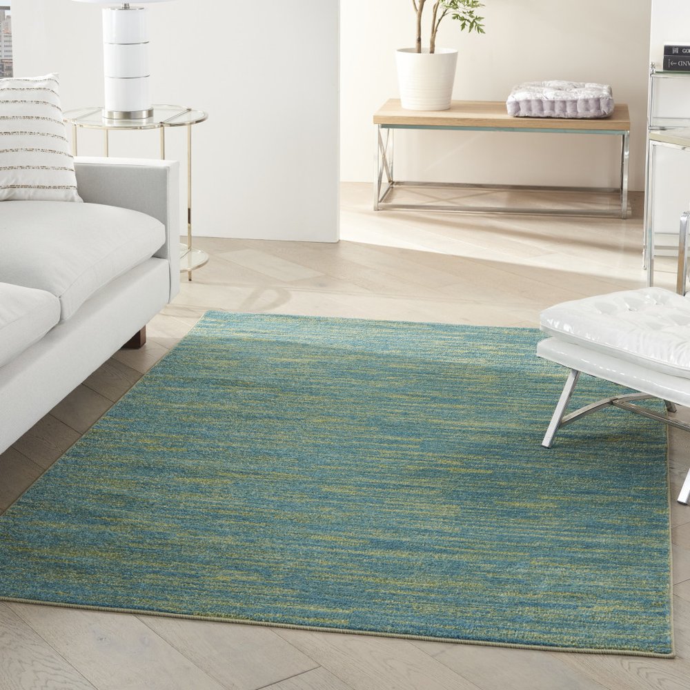 6' X 9' Blue And Green Indoor Outdoor Area Rug