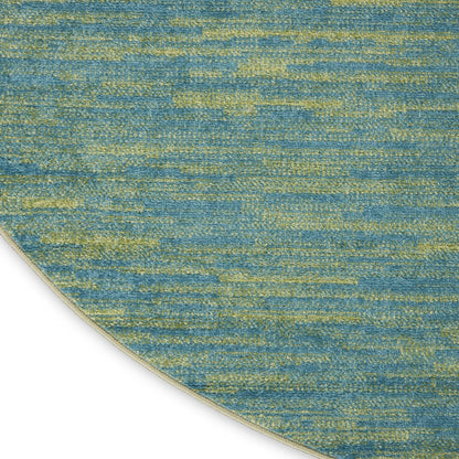 8' X 8' Blue And Green Round Indoor Outdoor Area Rug
