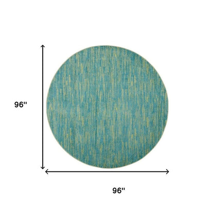 8' X 8' Blue And Green Round Indoor Outdoor Area Rug