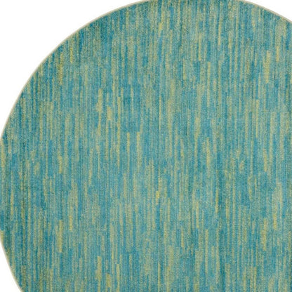 8' X 8' Blue And Green Round Indoor Outdoor Area Rug