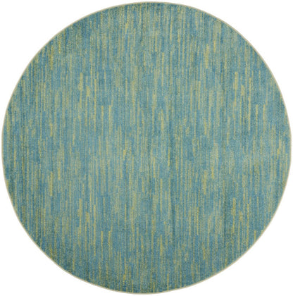 8' X 8' Blue And Green Round Indoor Outdoor Area Rug