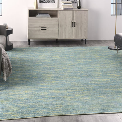 9' Blue And Green Indoor Outdoor Area Rug