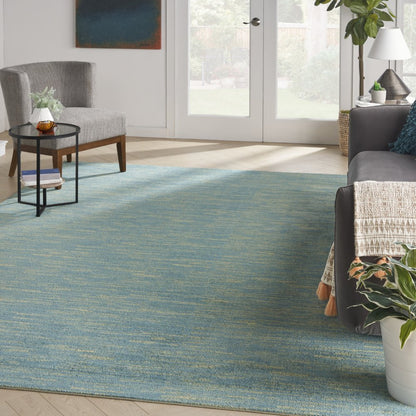 9' X 12' Blue And Green Indoor Outdoor Area Rug