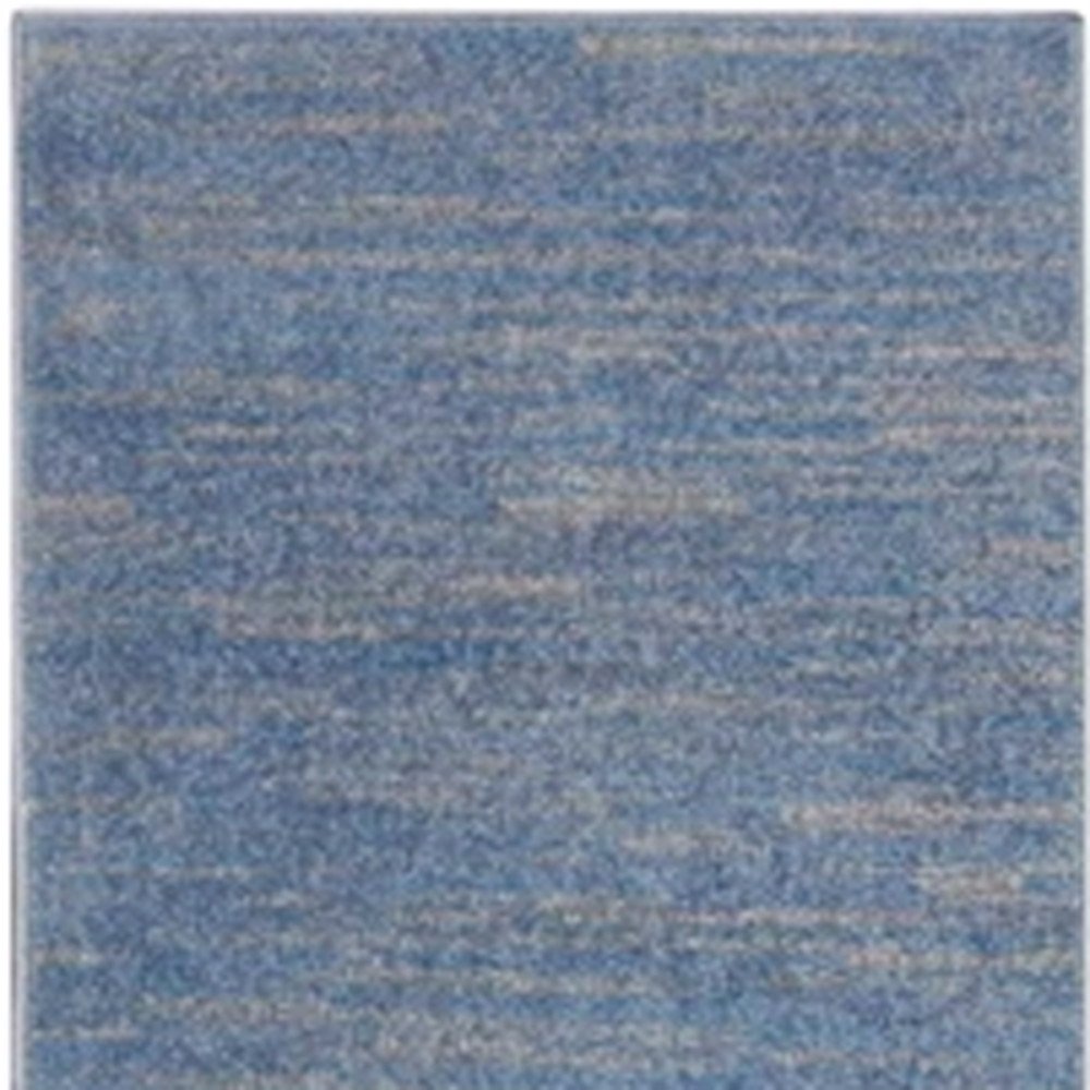 6' Blue And Gray Indoor Outdoor Runner Rug