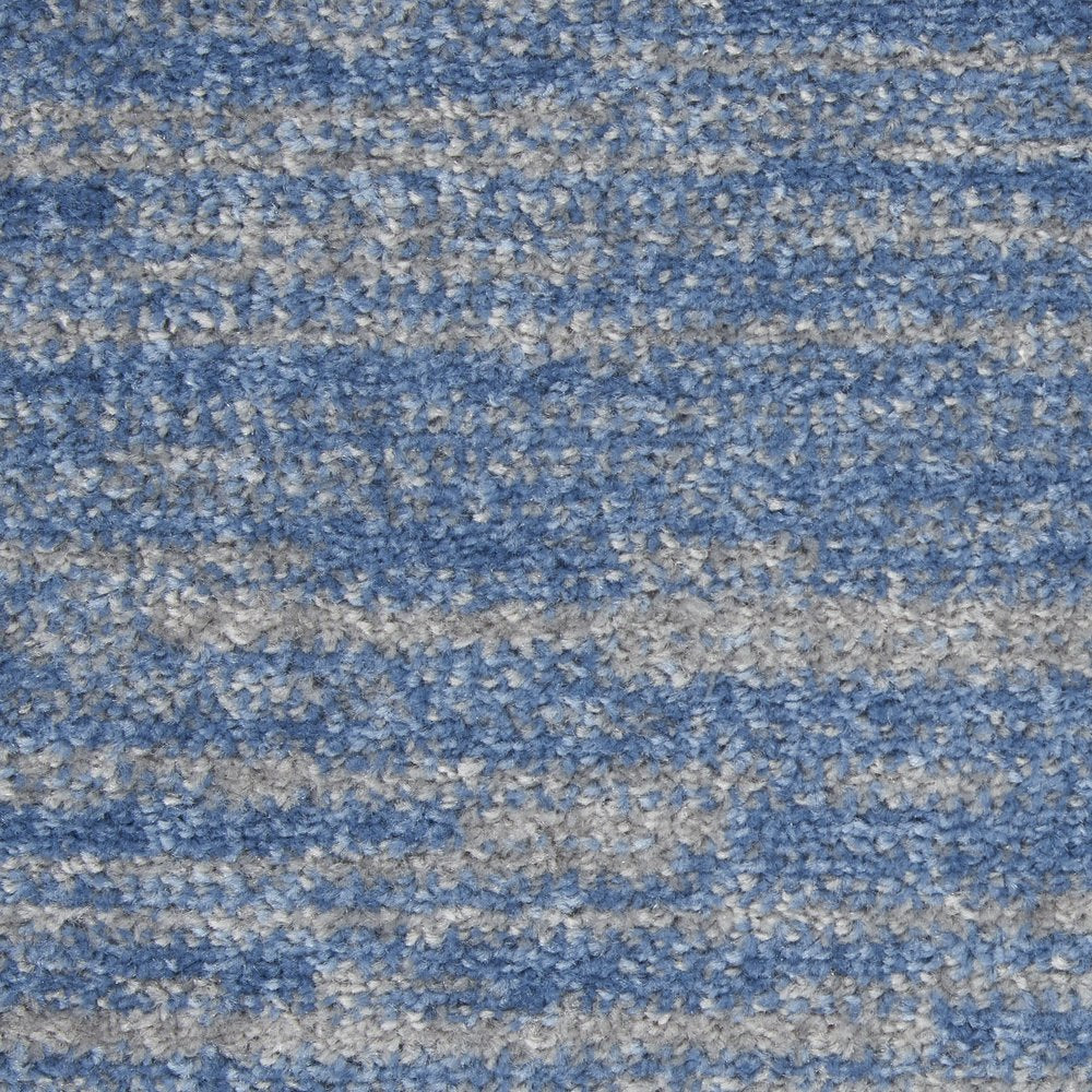 10' Blue And Gray Abstract Striped Indoor Outdoor Runner Rug