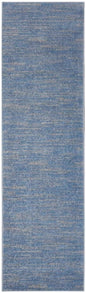10' Blue And Gray Abstract Striped Indoor Outdoor Runner Rug